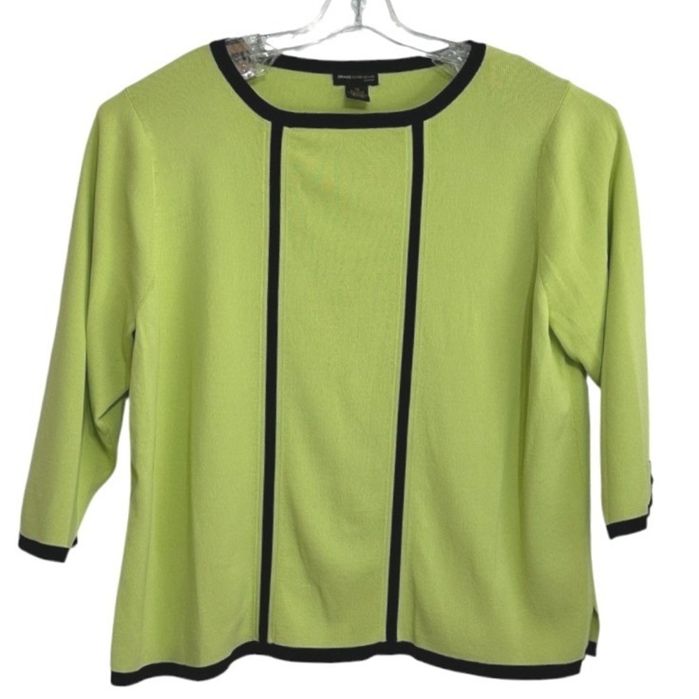 Grace Dane Lewis Knit Top Women Lime Green Black Contrast Trim Chic Vibrant 3X